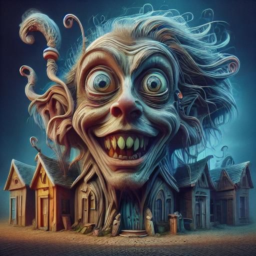 Surreal Potato Character on a Twisted Bridge