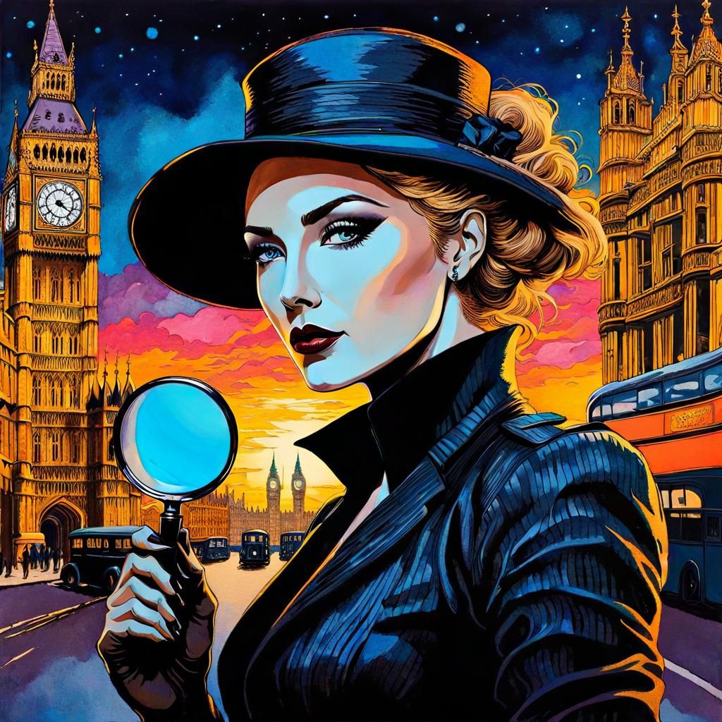 Victorian Detective in London Double Exposure Art