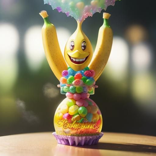 Funny Banana in Bikini Dancing: Candy Art Style