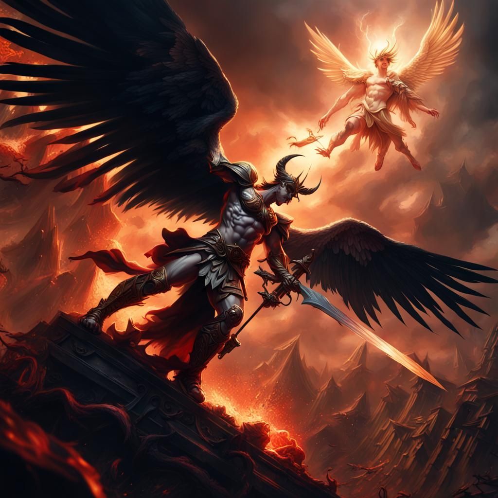 Archangel Michael's Epic Battle: Dark Fantasy Art