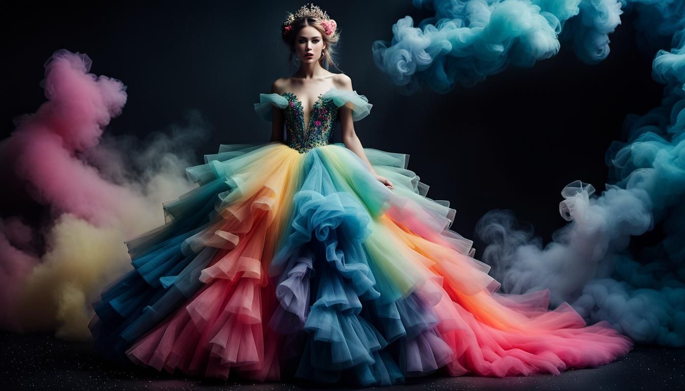 Neon Rainbow Divinity Gown: Bella Kotak Studio Portrait