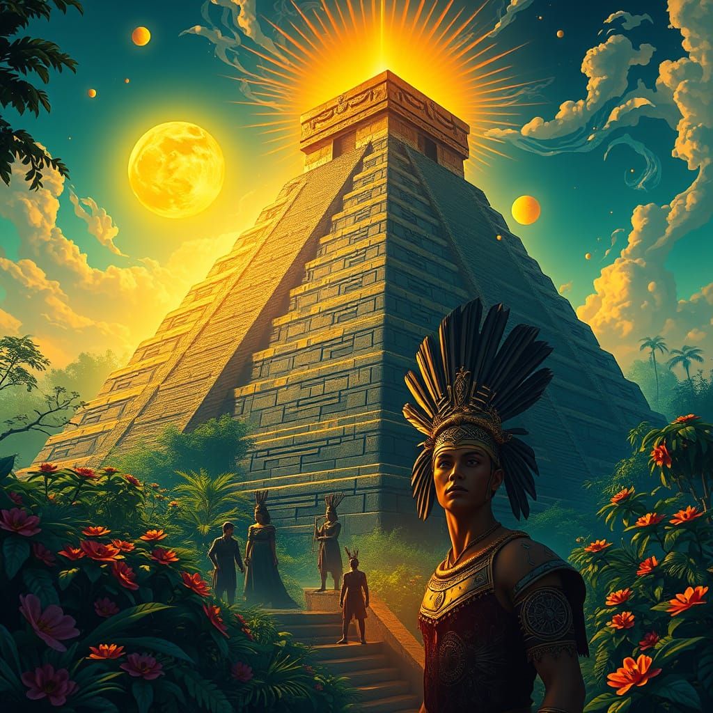 Majestic Aztec Pyramid Radiates Mystical Energy Amidst Emera...