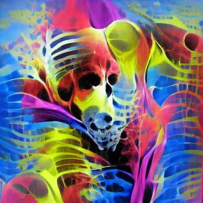 Colorful Abstract Skeleton in Film Noir Style