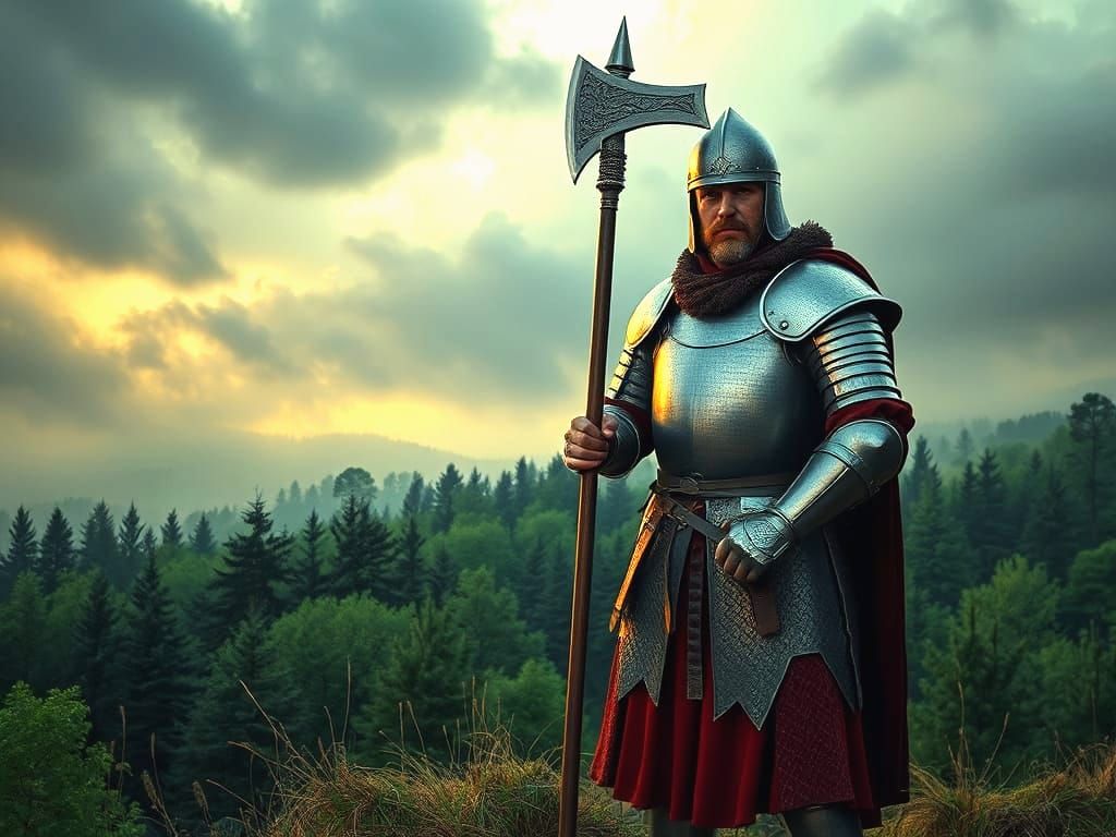 German Soldier in Plate Armour, Impasto Oil Style