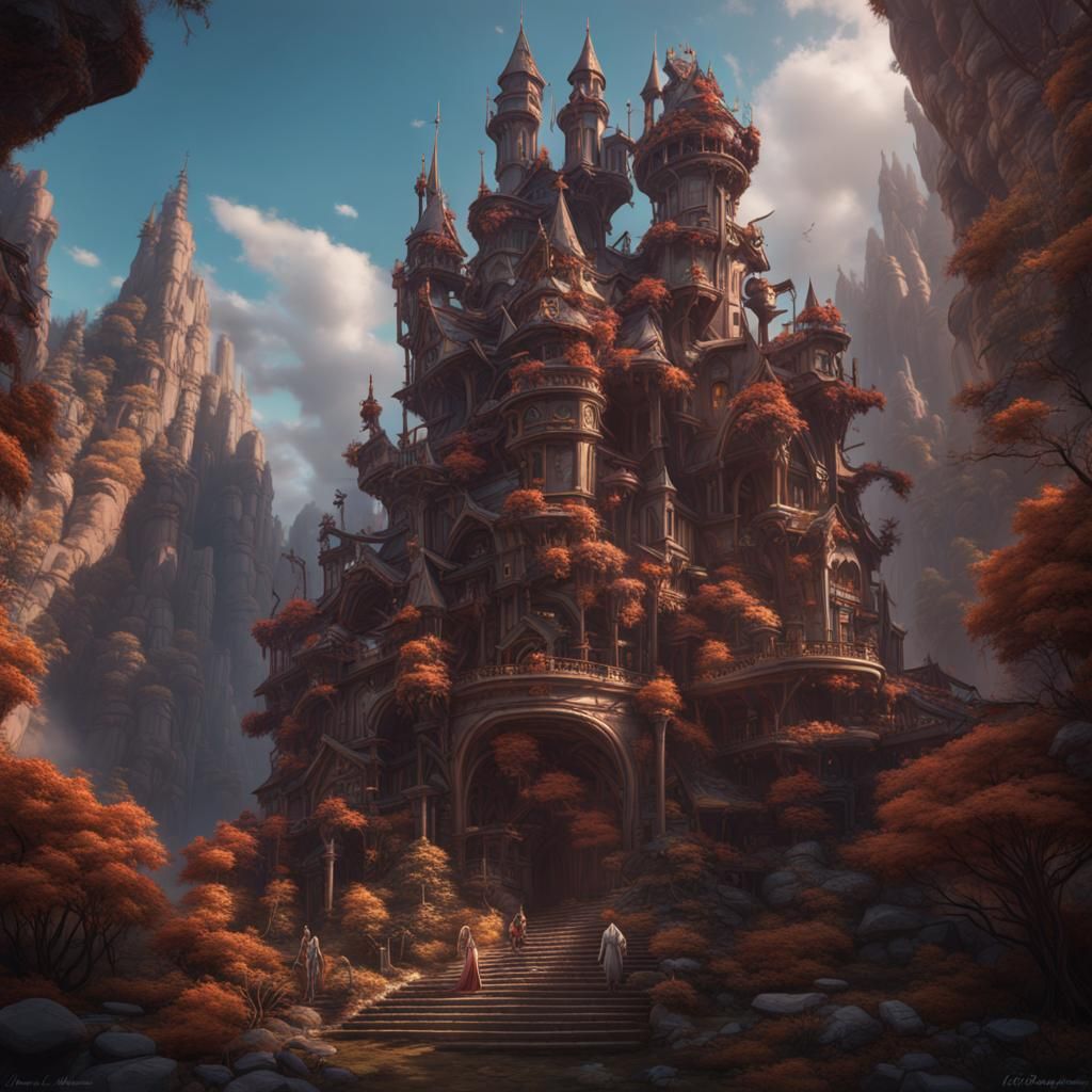 Fantastical Bimbo in Detailed Matte Painting