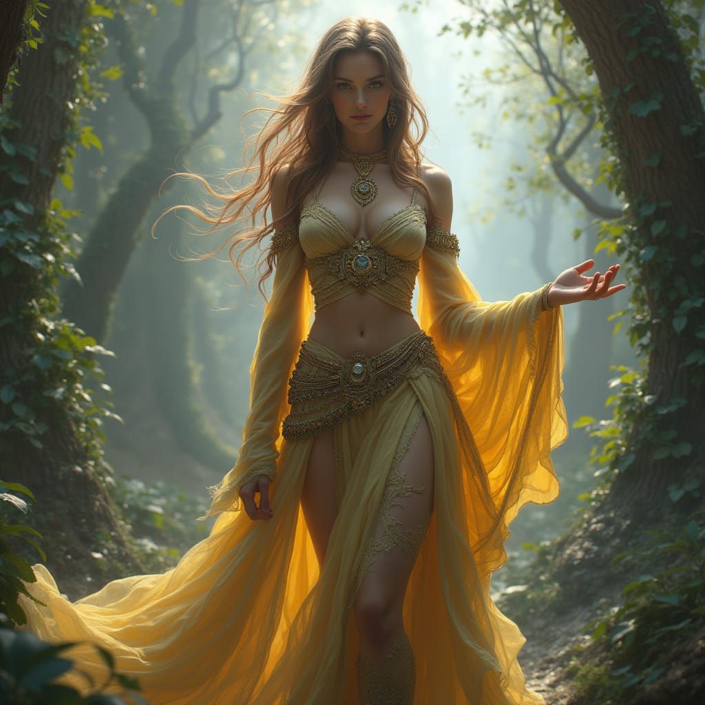 Mystical Fantasy Character in Lush Environment