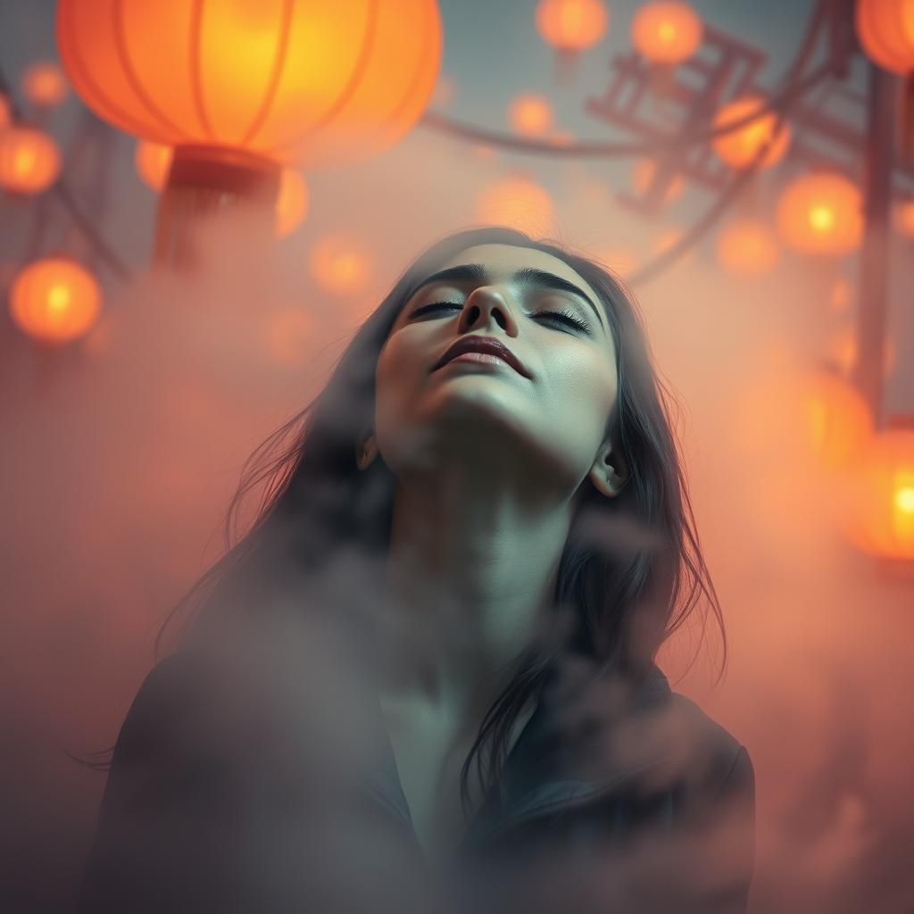 Serene Woman Meditates in Dreamlike Impressionistic Landscap...