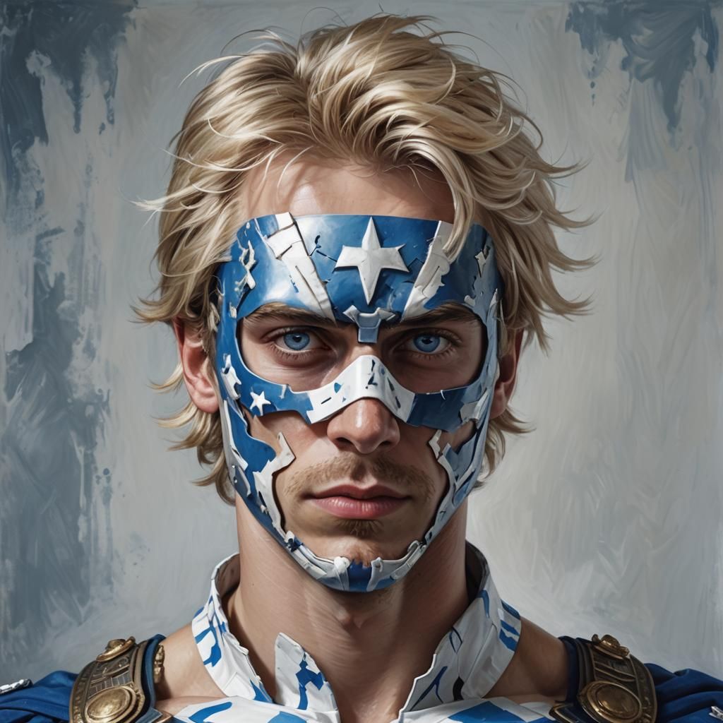 Hyperrealistic Portrait of a Russian Soldier with Eye-Mask