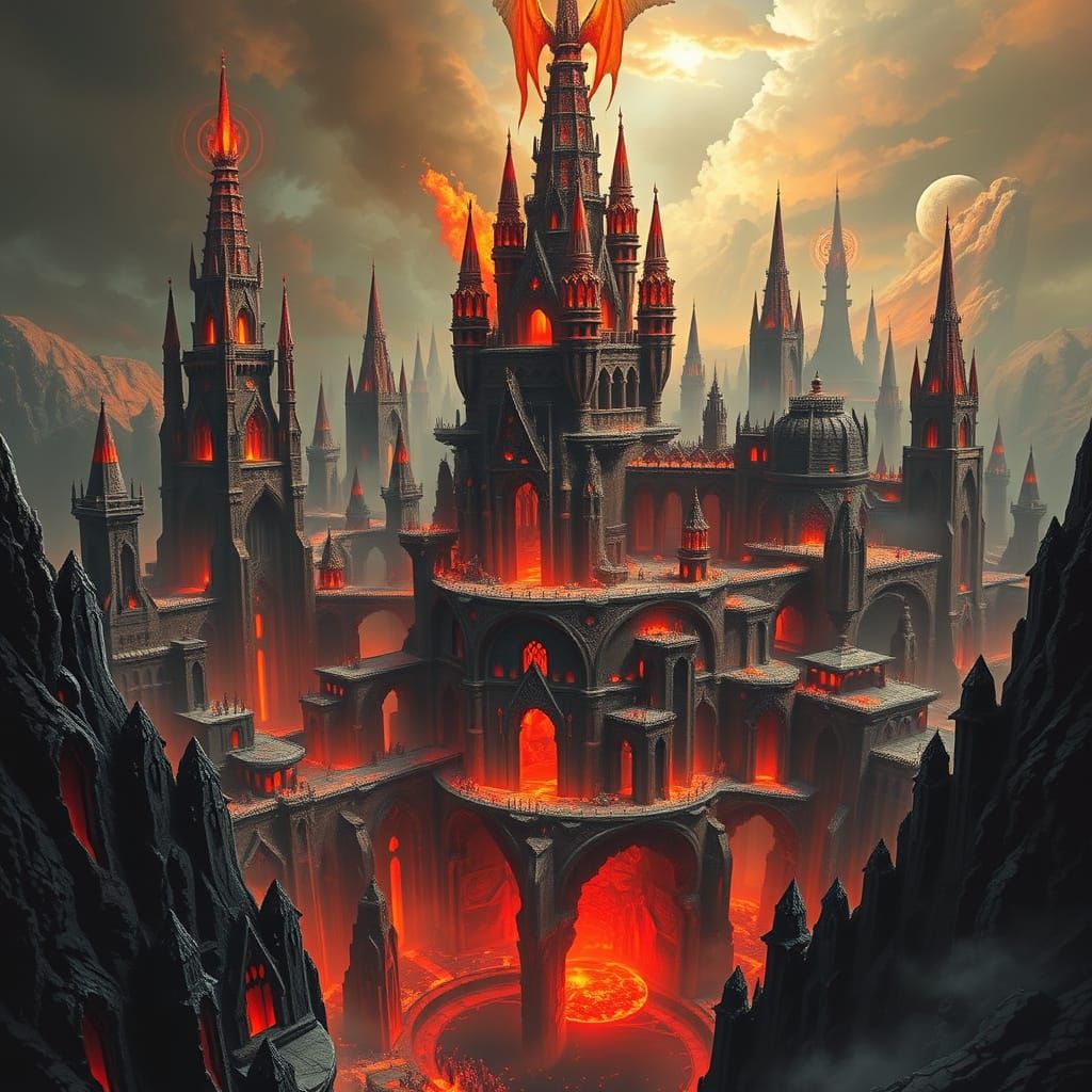 Infernal Metropolis Unveiled: A Hellish World of Obsidian an...