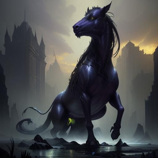 Detailed Kelpie in Dark Fantasy Concept Art