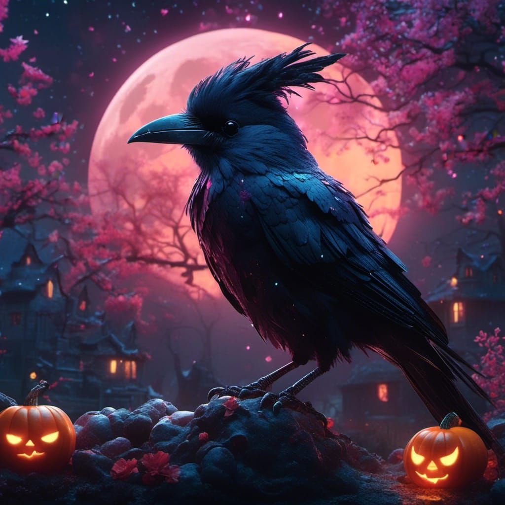 Evil Scarecrow on Halloween Night Under Half Moon