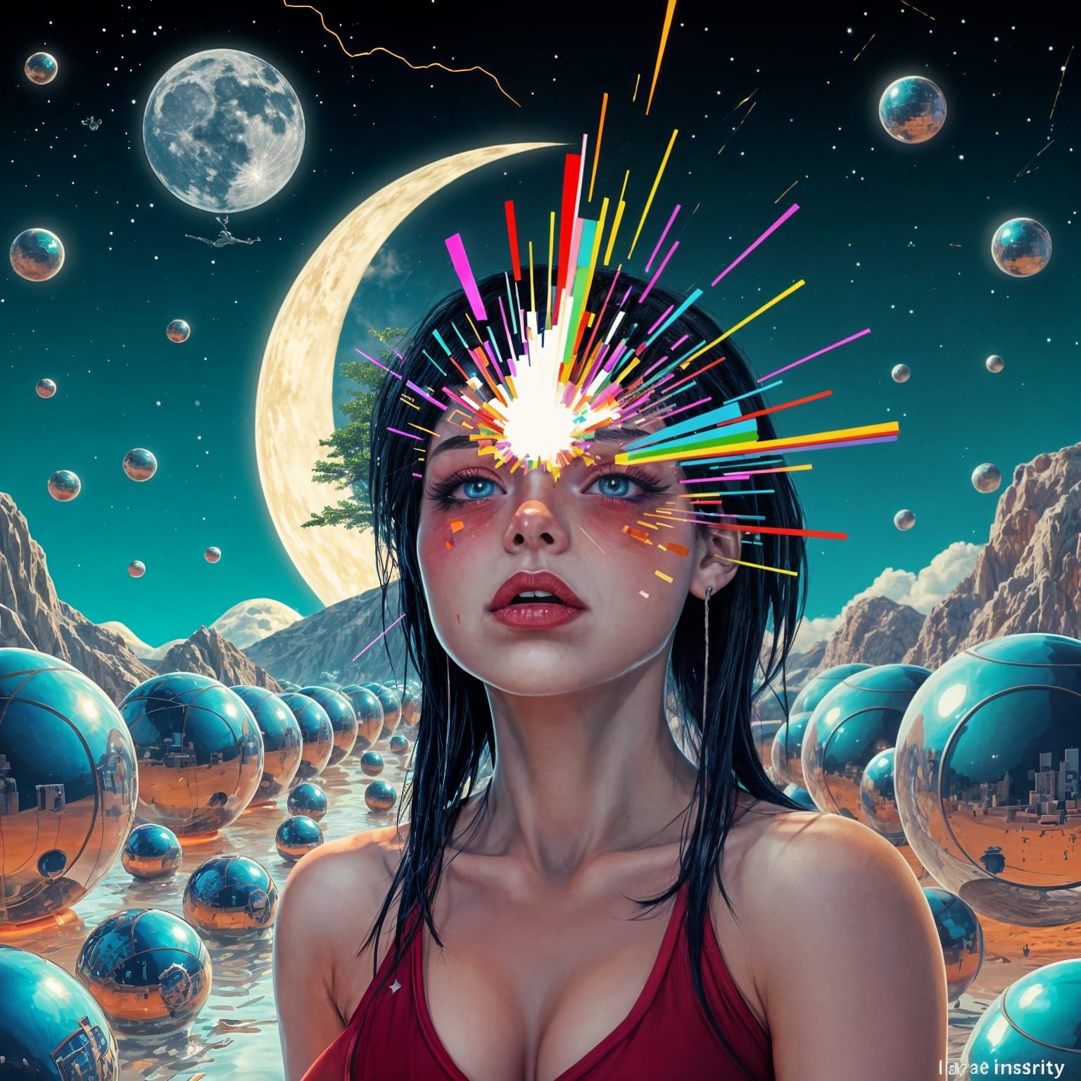 Female Character Exploding in Pixel Art Neon Animation