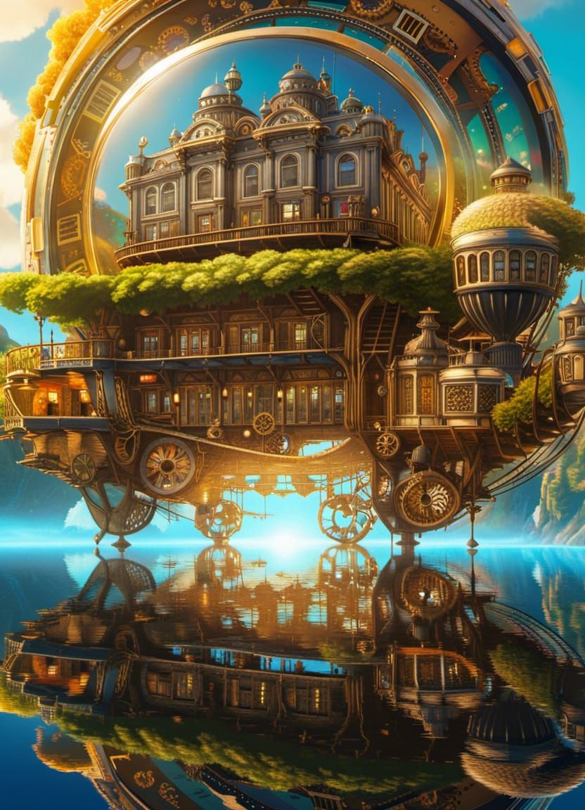 Steampunk Time Machine with Fractal Iridescence