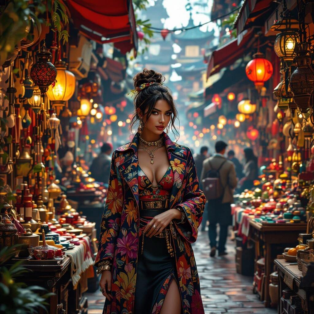 Marketing Specialist in a Fantasy Market, Matte Painting