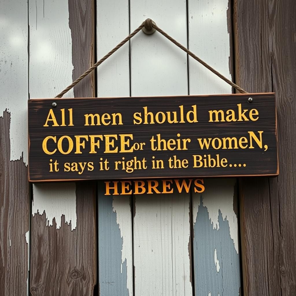 A sign that reads "All men should make coffee for thier wome...