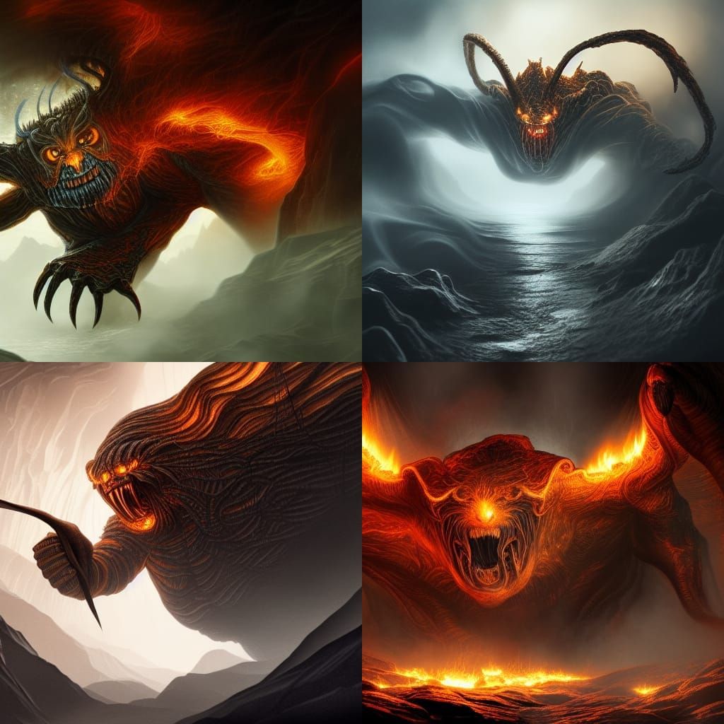 The Balrog Emerges: Epic Dark Fantasy Illustration