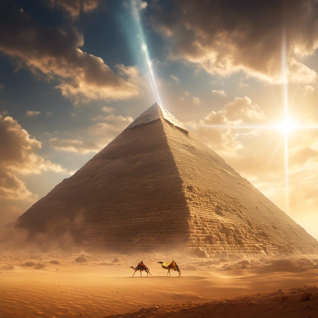 Egyptian Pyramid With Beaming Light and Mystical Aura
