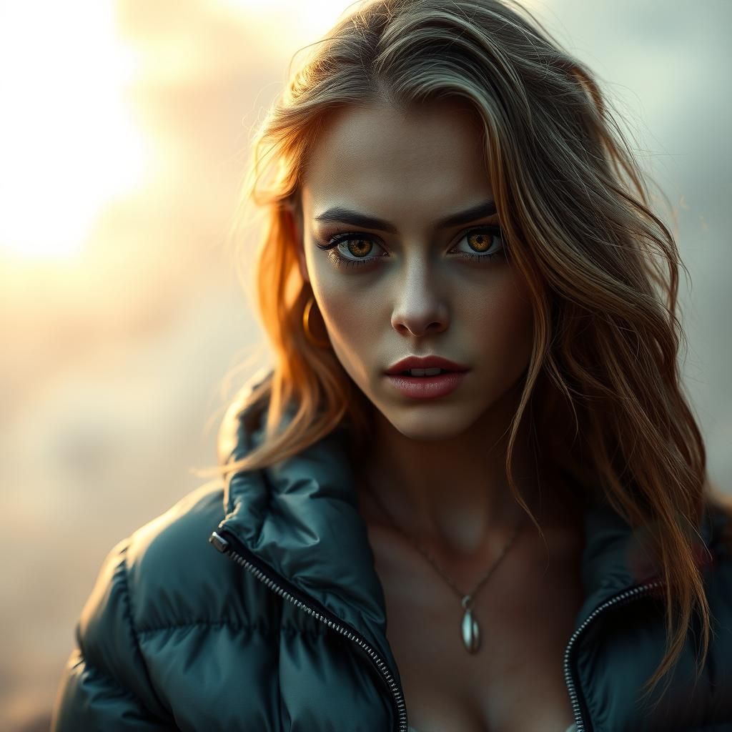 Eerie Ghostly Woman with Golden Eyes