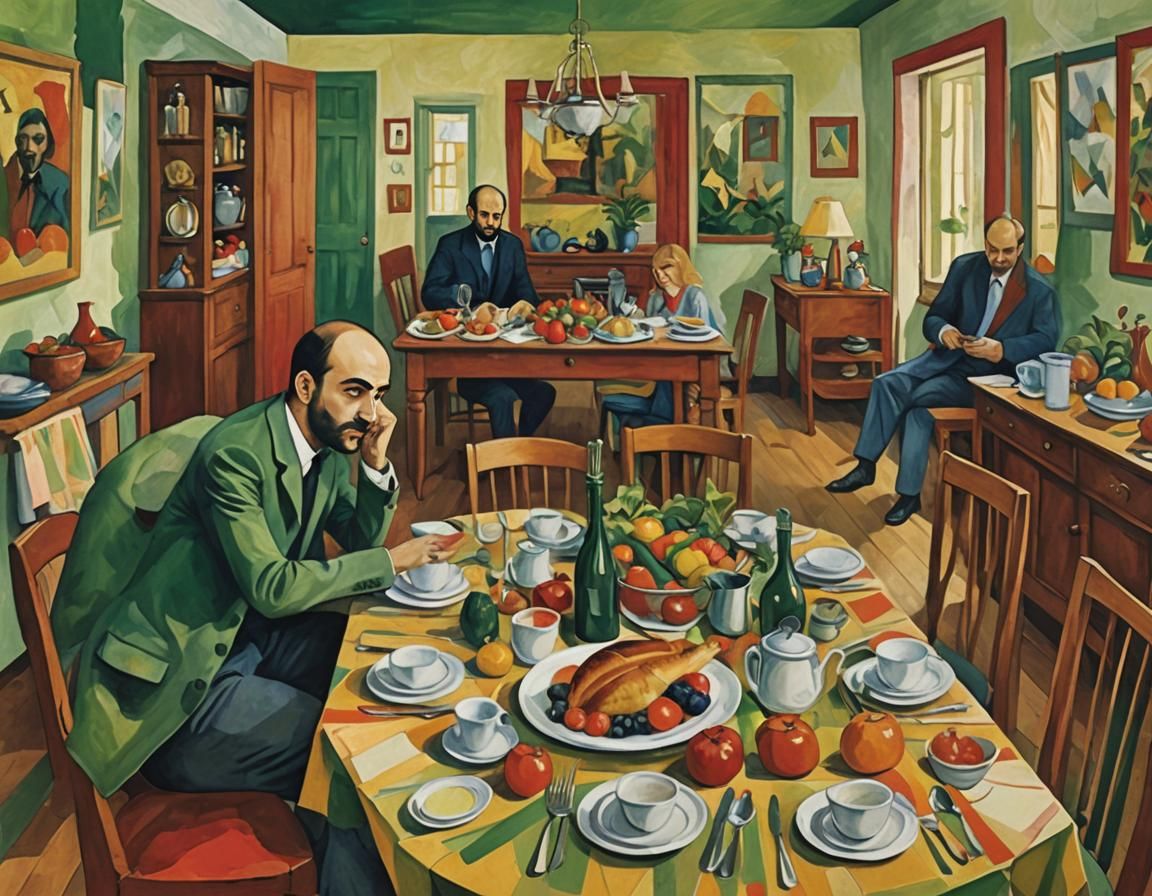 Dynamic Collage Illustration in the Style of Franz Marc