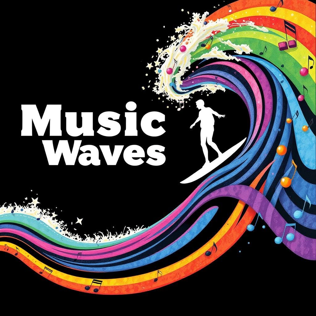 Psychedelic Rainbow Music Wave Album Cover