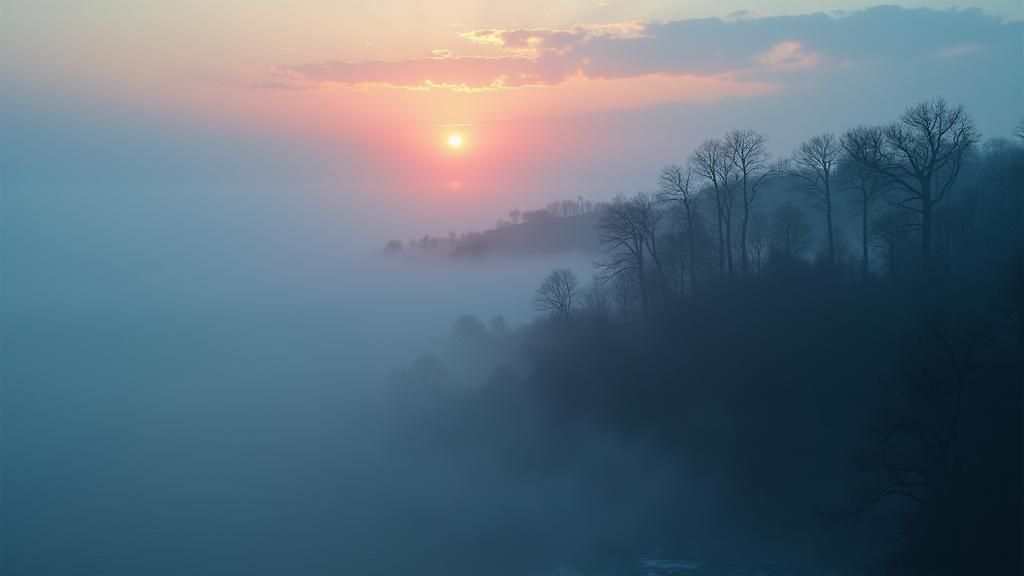 Mystical Slavic Shoreline with Glowing Fog in Hyper-Realism