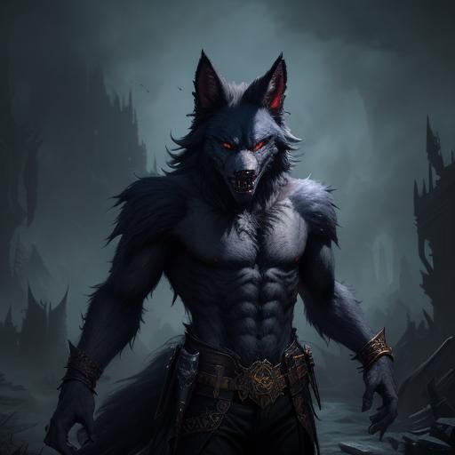 Detailed Matte Painting of a Werewolf Vampire