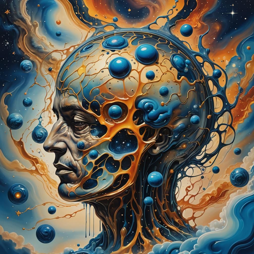 Surreal Brain: Cosmic Galaxy in a Dali-esque Dream