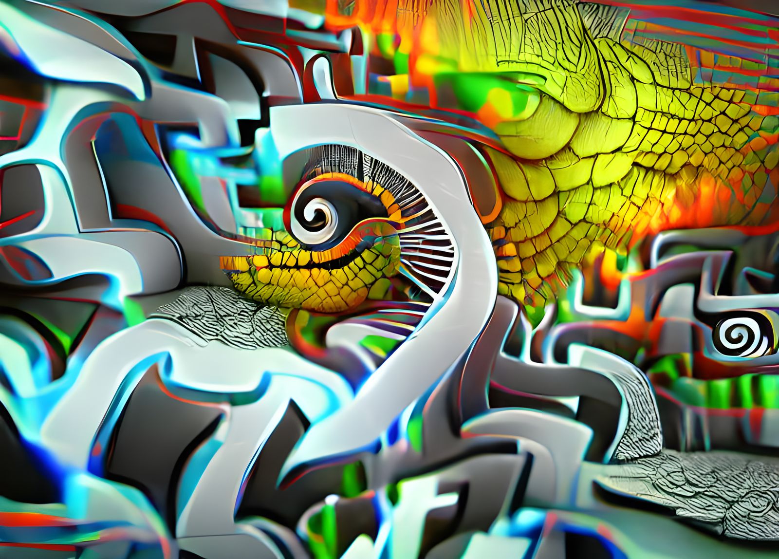 Feathered Serpent DNA: Colorful Folk Art