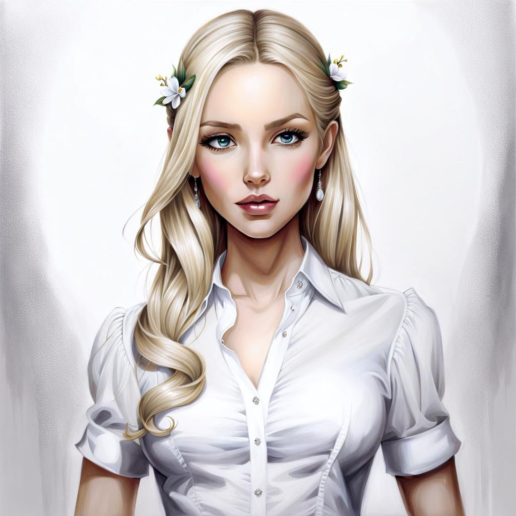 Detailed Pencil Drawing of a Fairytale Princesscore Woman