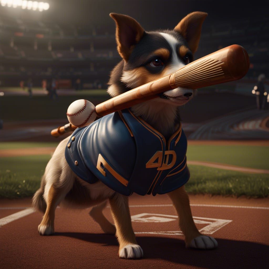 Dog with Baseball Bat: Digital Painting
