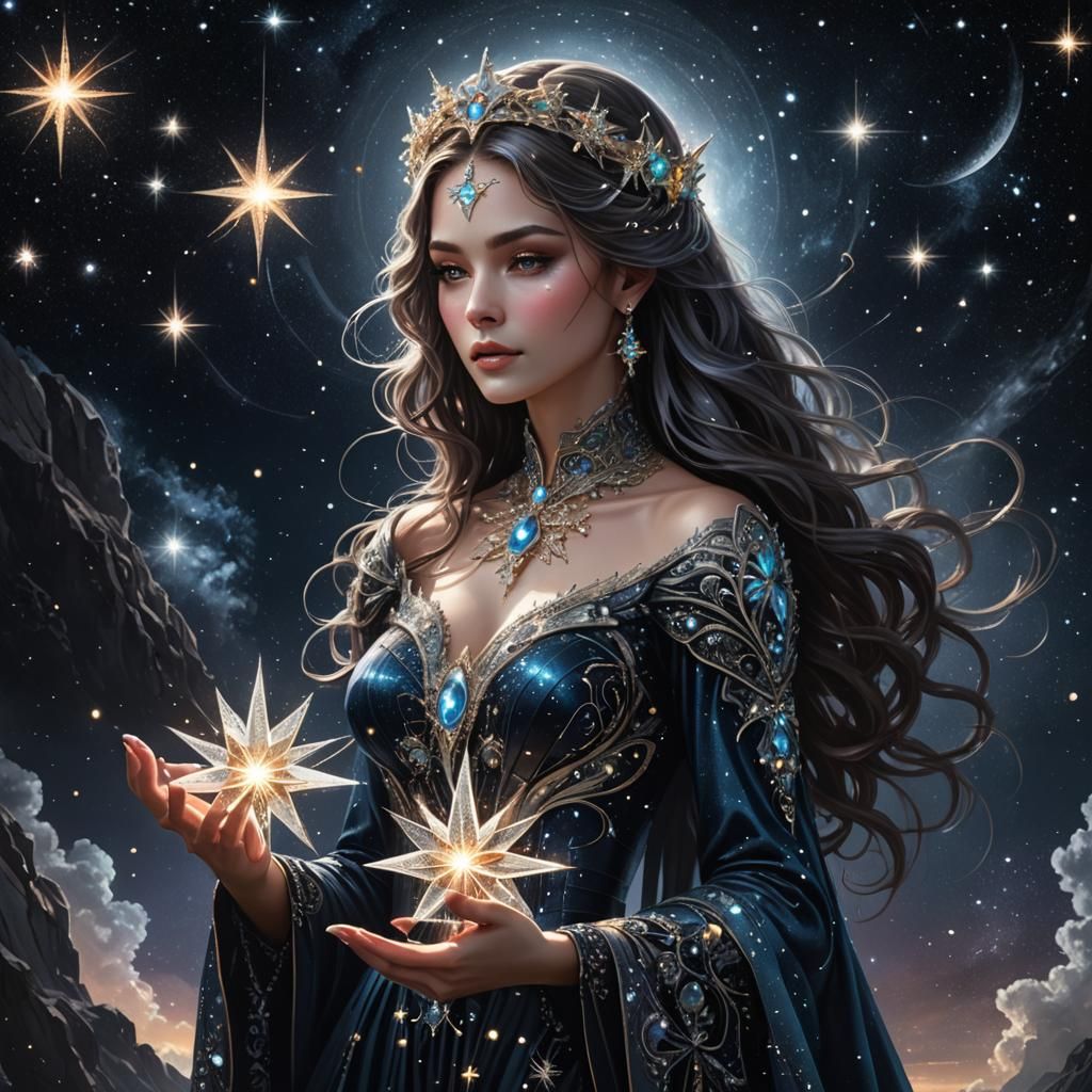 Sparkling Star Goddess in a Night Sky
