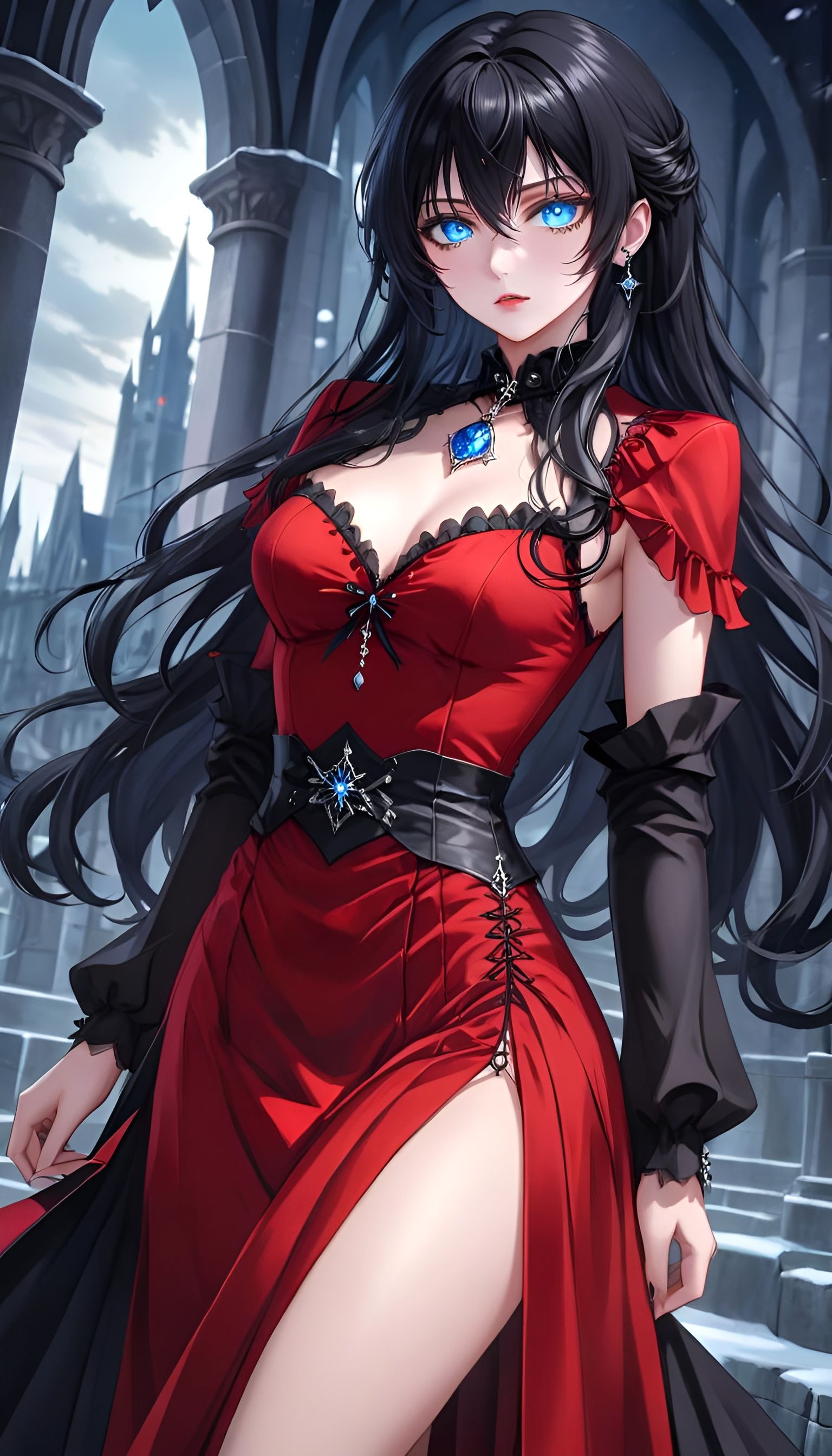 Anime Vampire Hunter in Red Dress