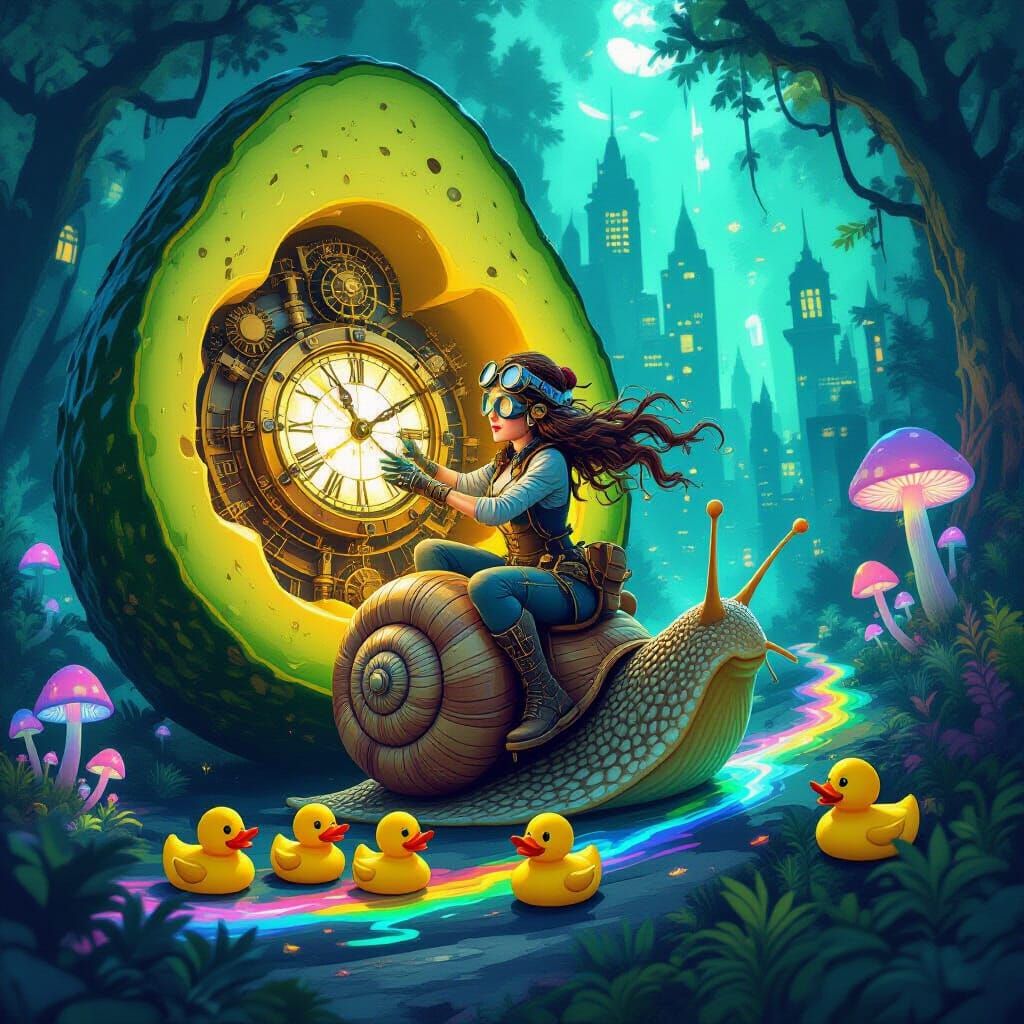 Steampunk Engineer Woman in Avocado City