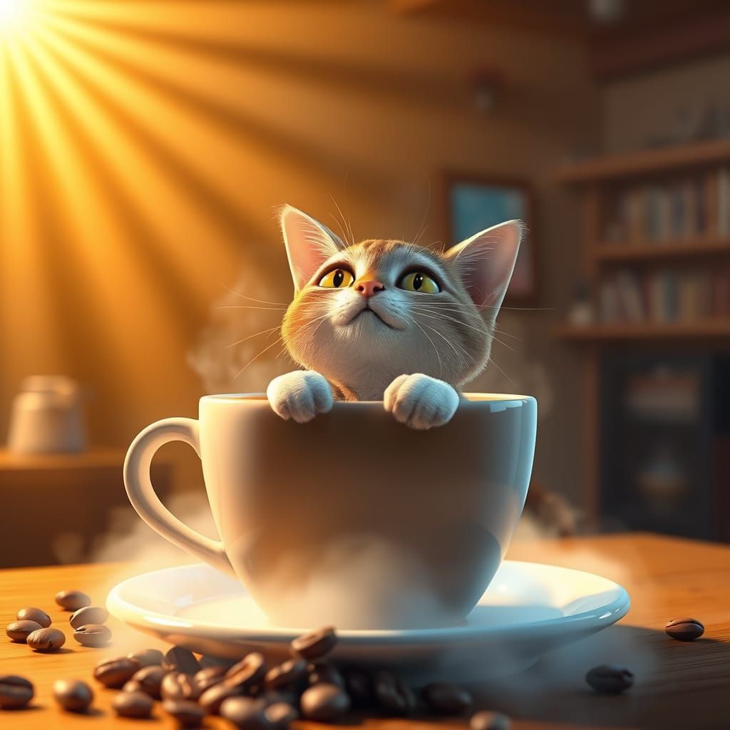 Whimsical Coffee Shop Scene in 3D Digital Art