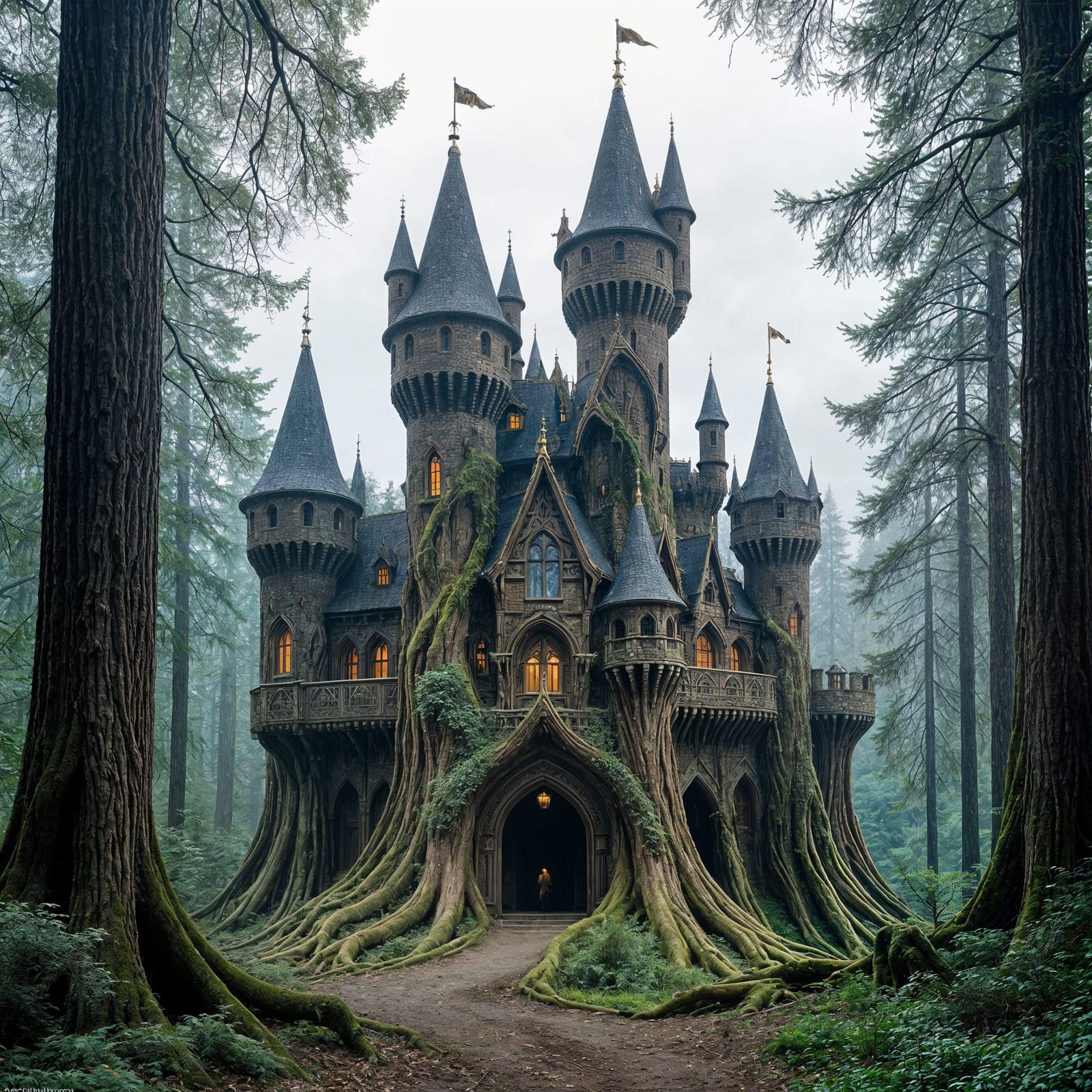 Majestic Elven Tree Castle in Enchanted Forest
