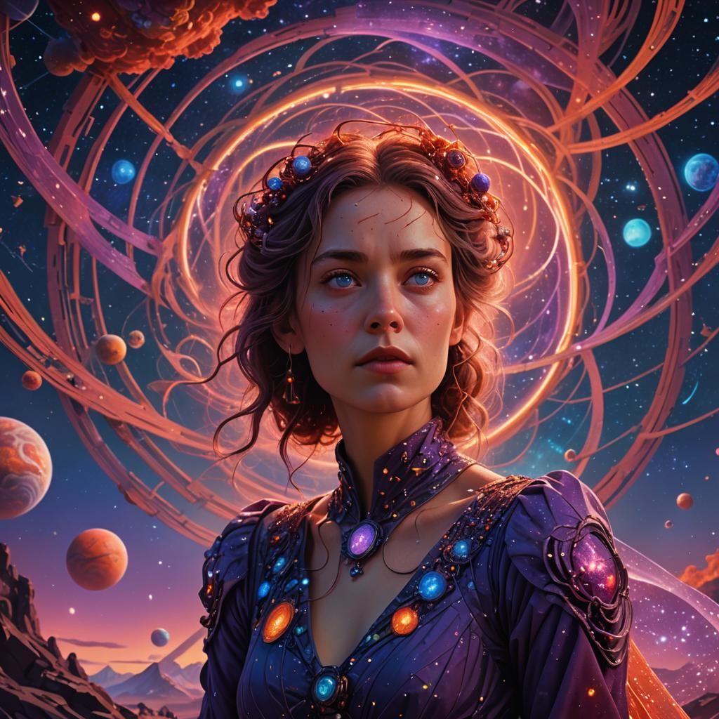 Cosmic Woman in Space Gown: Digital Matte Painting