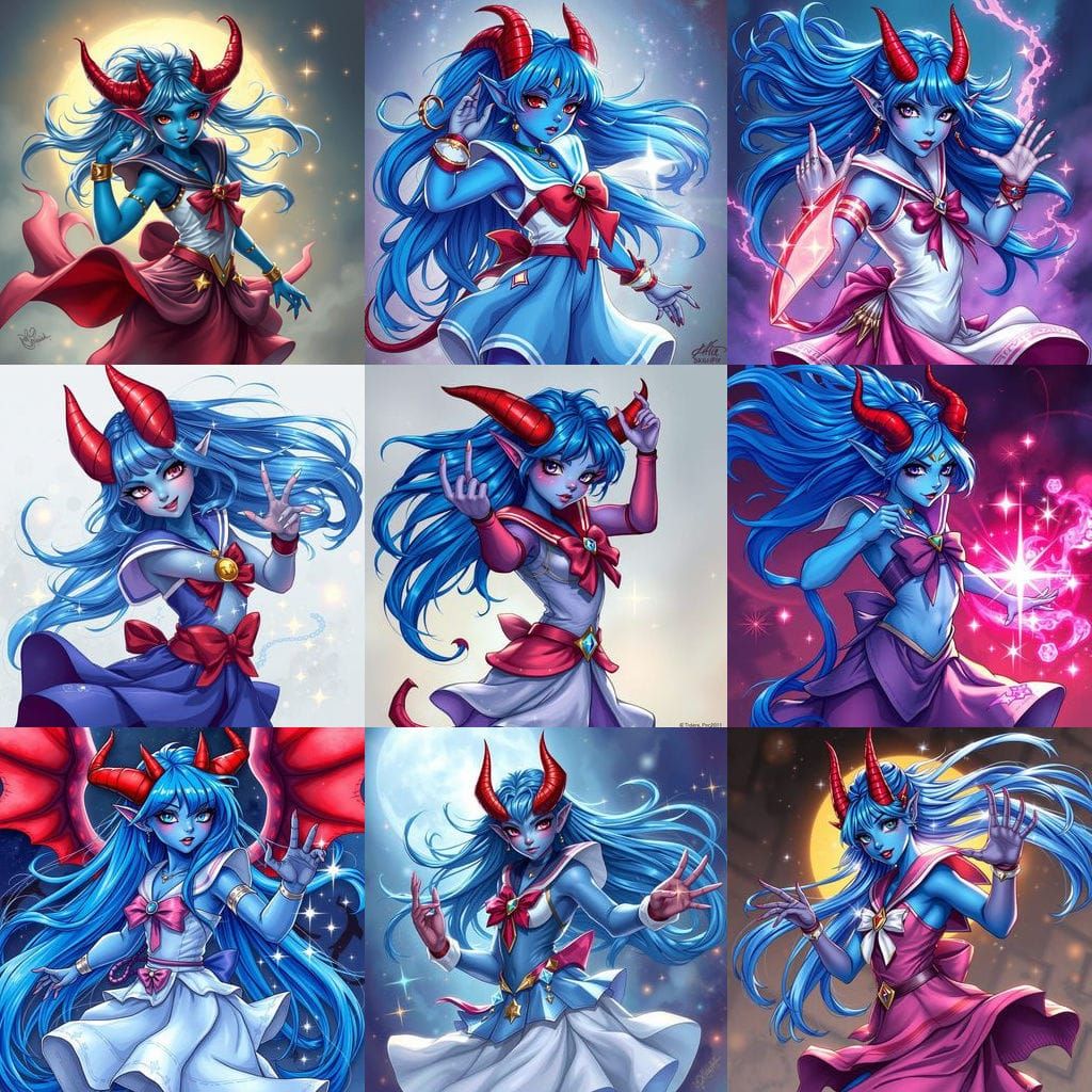 Magical Tiefling Transformation Art, Sailor Moon Style