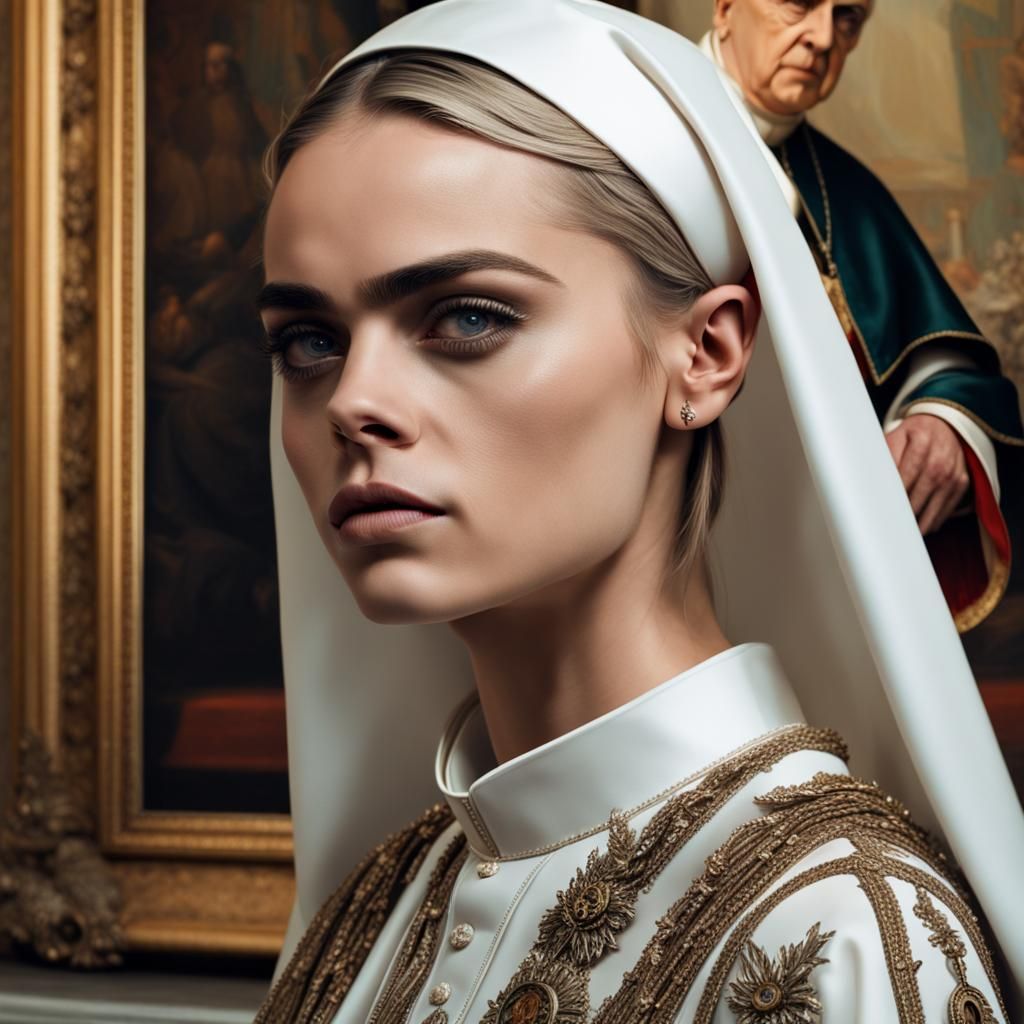 Cara Delevingne Portrait in a Dramatic Digital Painting