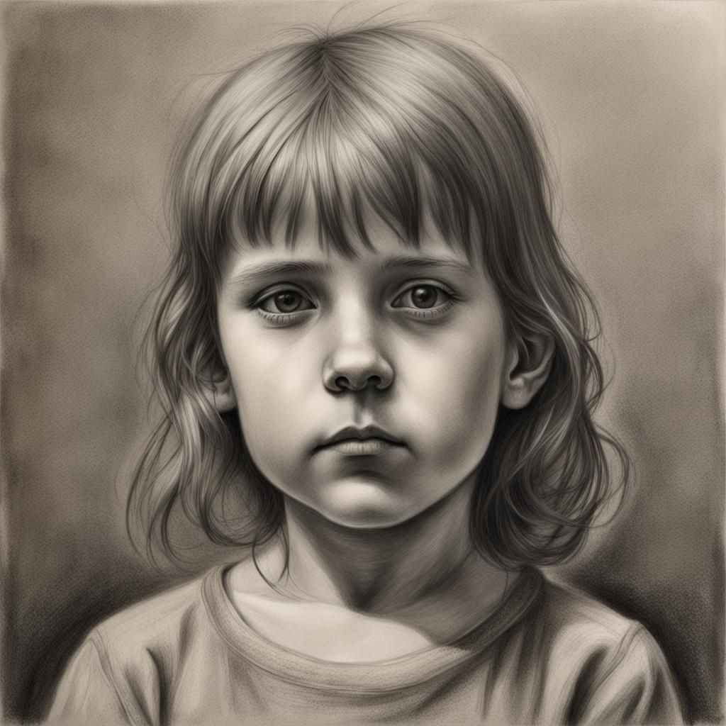 Charcoal Drawing: Pale Orphan Child in London