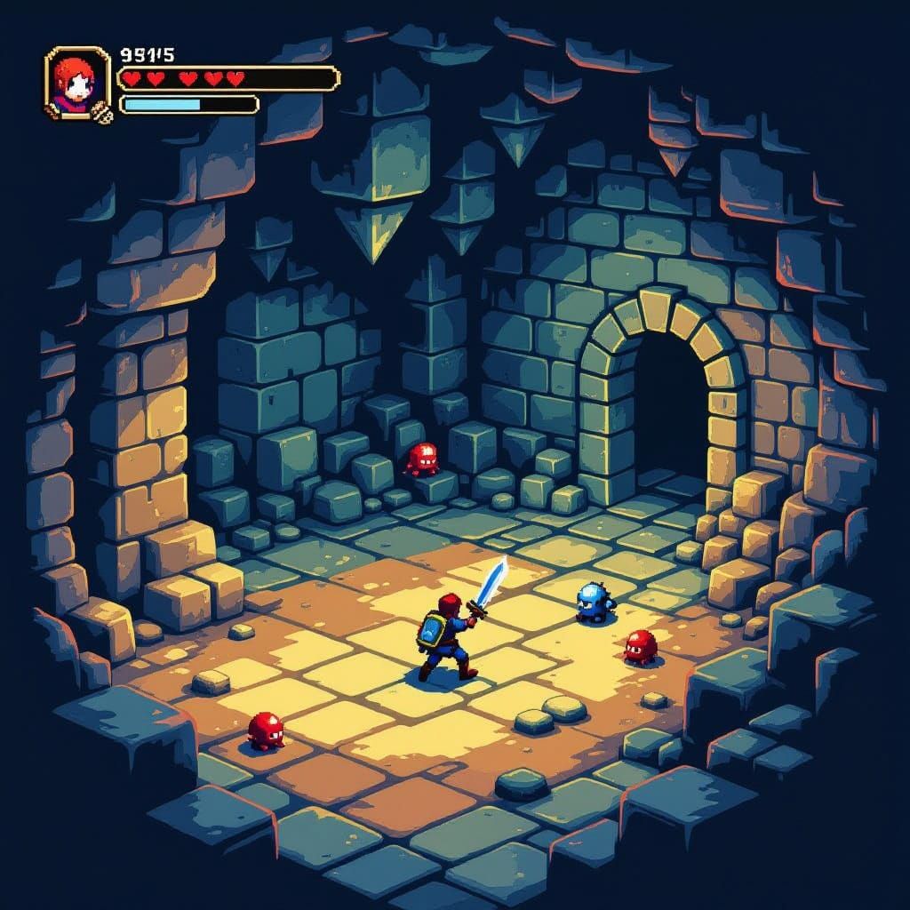 Retro Low-Poly 16-bit Pixel Art Dungeon Crawler