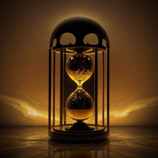 Burning Hourglass in Surrealist Style