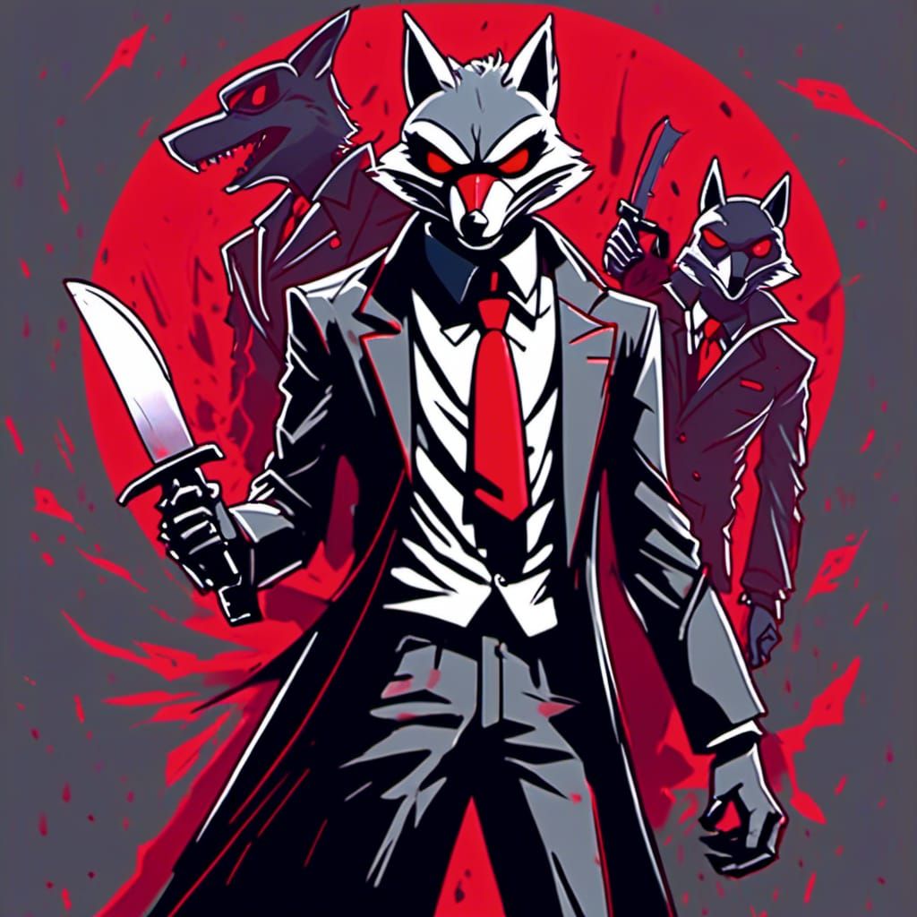 Sinister Anthropomorphic Figure with Knife in Vector Art