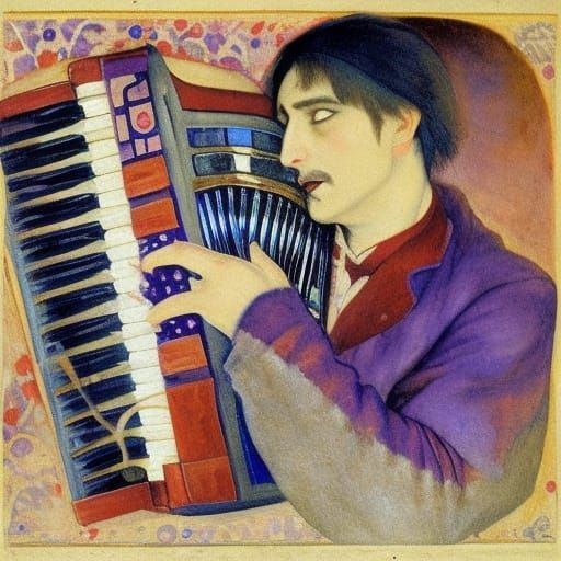 Vampire Accordionist in Moscow: Vrubel-Inspired Miniature