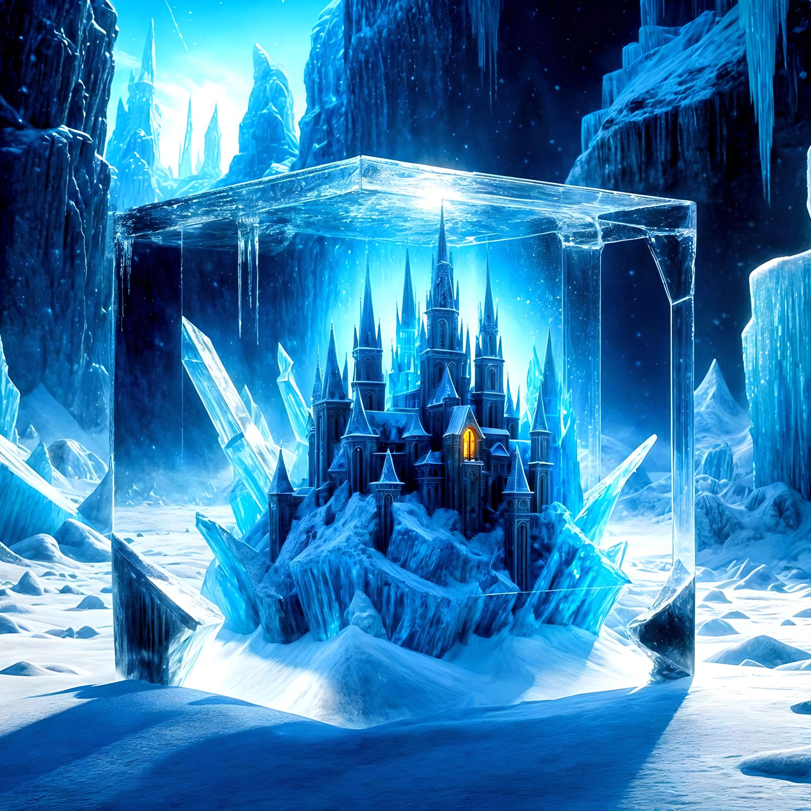 TV Frozen in Ice: Detailed Matte Painting