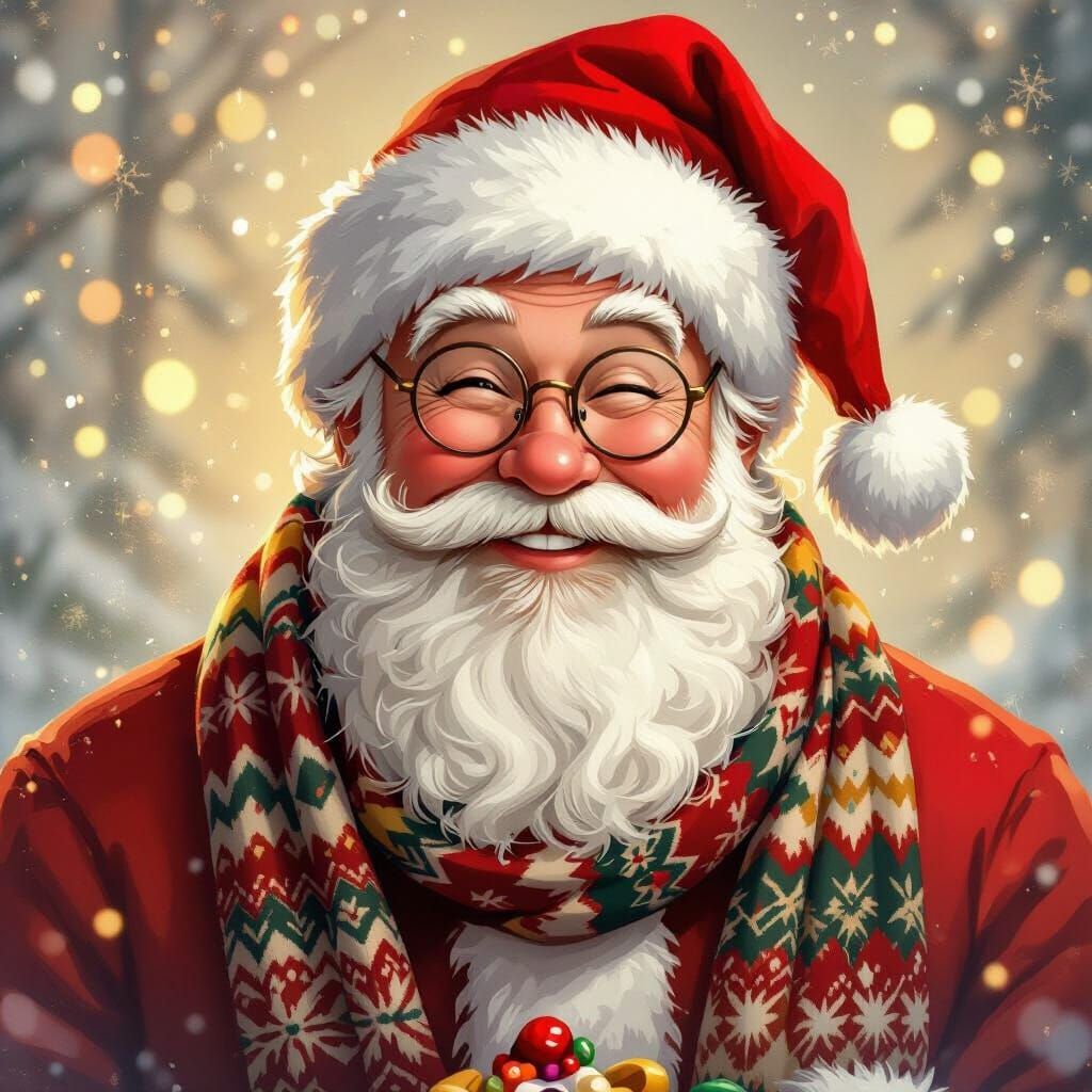 Warm Father Christmas with Mischievous Gaze