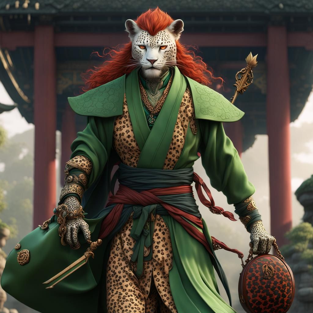 Fujin, Japanese Wind God, in Detailed Fantasy Art