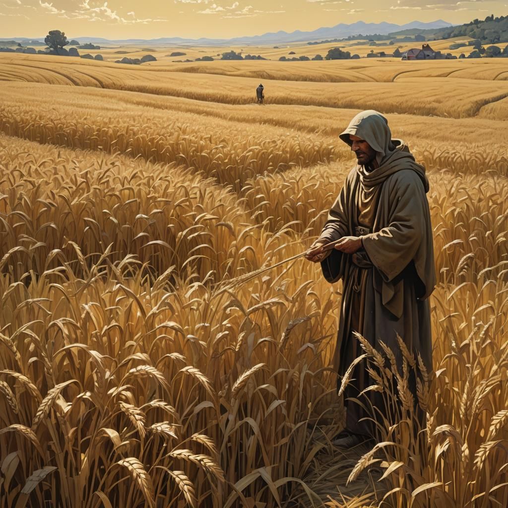 Golden Wheat Harvest: Concept Art in Warm Colors