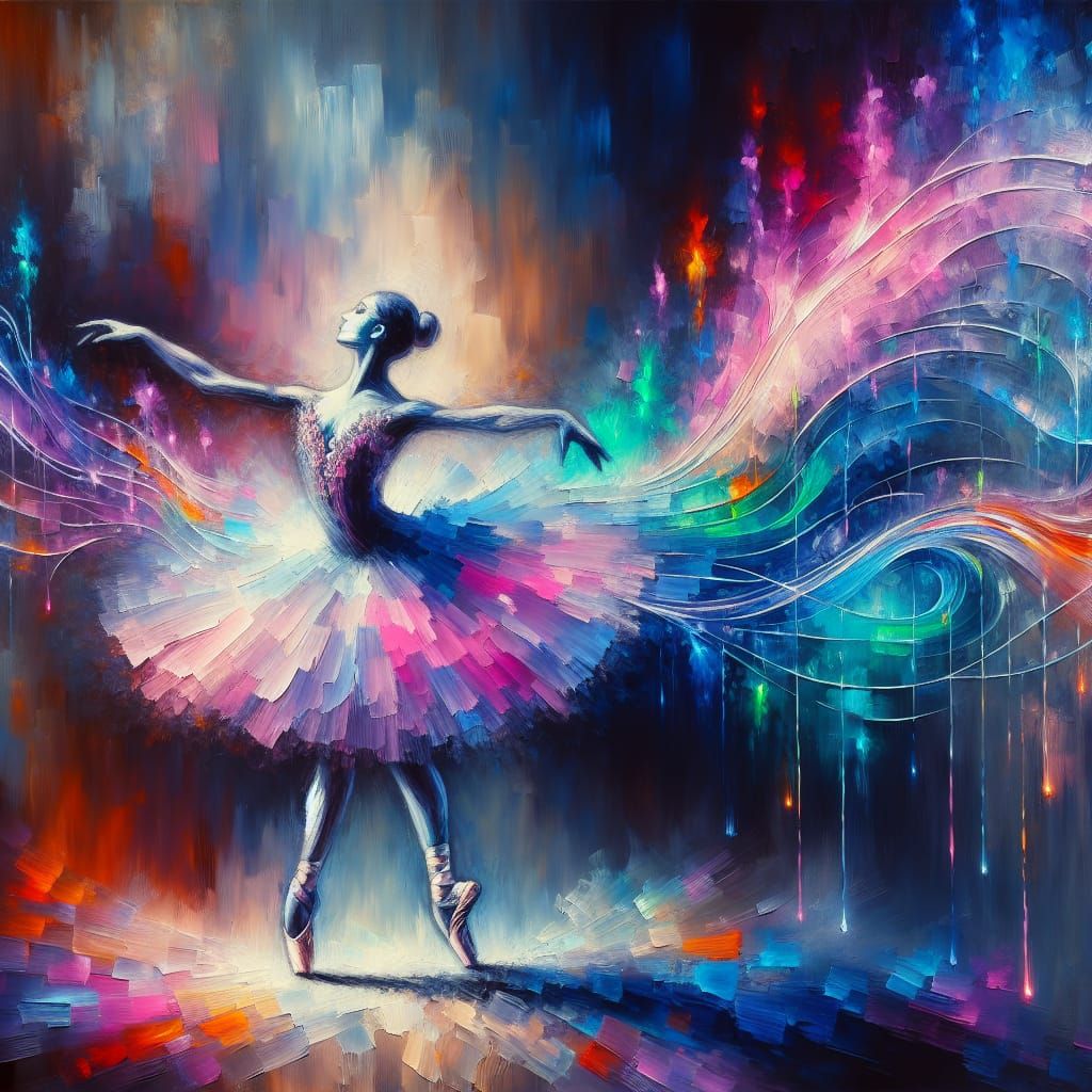 Elegant Ballerina in Neon Light