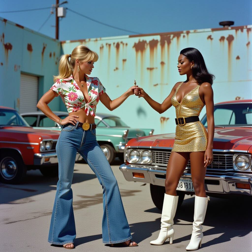 1970s LA Showdown: Women Confronting Thugs in Auto Shop