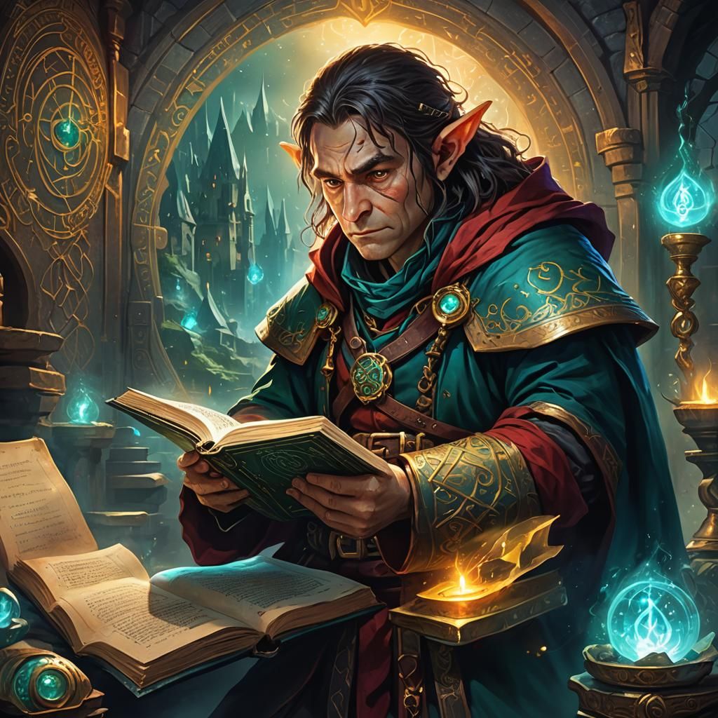 Halfling Alchemist with Eldritch Codex: Fantasy Art